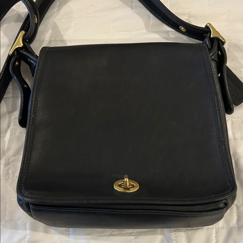 Coach Black Crossbody Bag with Gold Accents